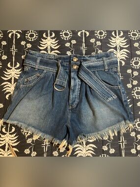 Free People High-Waist Denim Shorts - Blue